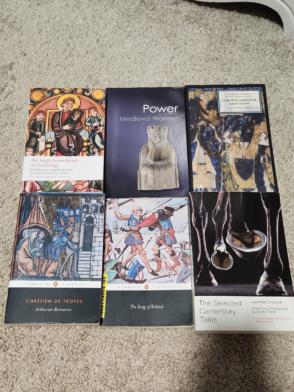 Set of 6 Medieval Literature Paperback Books - Illustrated Covers